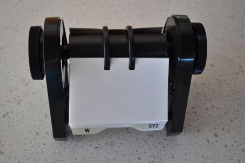 Rolodex RBC-400 Black FLIP Plastic Business Card File Vintage Office MADE IN USA