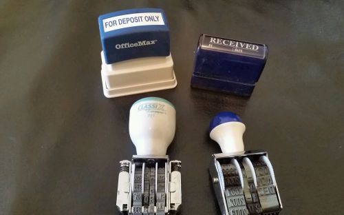 Self-inking stock office use rubber stamps  for deposit only and received dates for sale