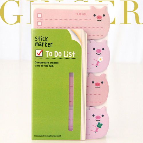 Piggy to do list sticker post it bookmark mark memo flags index tab sticky notes for sale