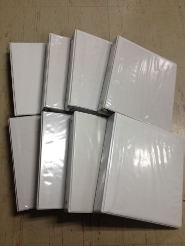 Used Lot of 8 white Binders 3-Ring Presentation 1 1/2 inch lot 4
