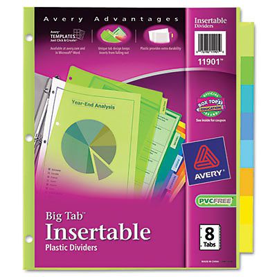 Avery Big Tab Plastic Insertable Dividers - 8 tabs in package