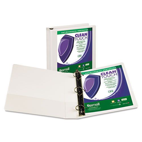 Clean Touch Locking D-Ring View Binder, 1-1/2&#034; Capacity, White