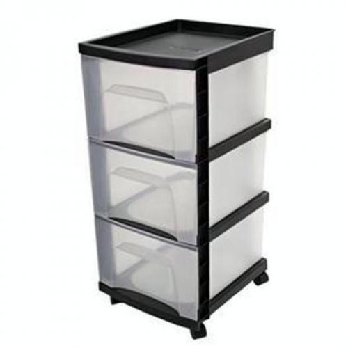 Three Drawer Cart Black Storage &amp; Organization 7000364
