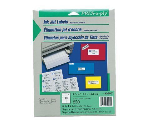 Avery pres-a-ply mailing label - 4&#034; width x 2&#034; length - 250 / box - (30583) for sale
