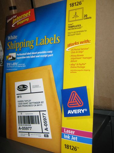 Avery White Shipping Labels 18126 &#034;New&#034;
