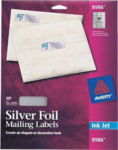 Avery Silver Foil Mailing Labels for Inkjet 8986