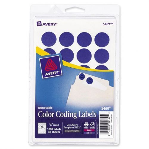 Avery round removable color coding labels blue 3/4 in. diameter, avery #5469 for sale