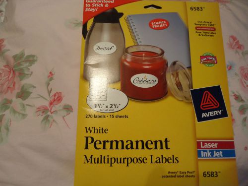 Avery 6583 White Permanent Multipurpose Oval Labels 270 labels - Office Supplies