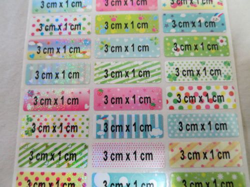 240 Colorful Glossy 3 x 1 cm Personalized Waterproof Name Stickers Labels Tags