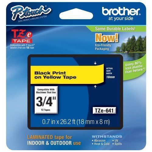 Brother tape black on yellow 18mm (tze641) ee490741 mint home office for sale