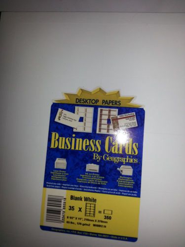 Geographics 39051 Blank Business Cards 65 lb 3-1/2&#034;x2&#034; 350 White Laser, ink jet