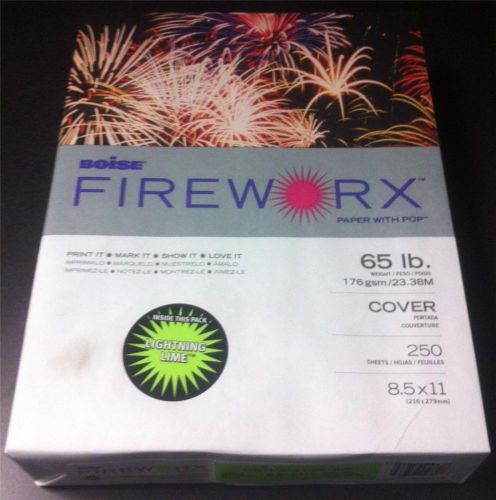 Boise Fireworx Colored Cover Stock, 65lb, 8 1/2 x 11, 250 Sheets, Lightning Lime
