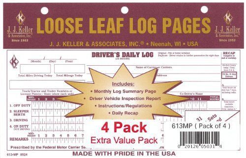 NEW J.J. Keller 613MP Loose-Leaf Deluxe Duplicate Daily Log Loose-Leaf Deluxe Du