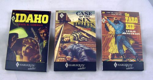 NOTE PADS Set of 3 HARLEQUIN retro Westerns IDAHO THE FARO KID CASE OF 6 BULLETS