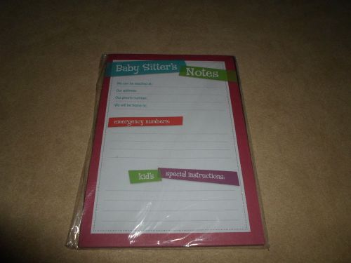 &#034;Baby Sitter&#039;s Notes&#034; 60 Page Writing Pad, 6 3/4&#034; X 4 3/4&#034;, BRAND NEW IN PACKAGE