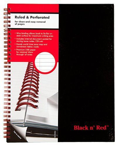 John Dickinson Black N&#039; Red Perforated Notebook - 70 Sheet - 24 Lb - (k67030)