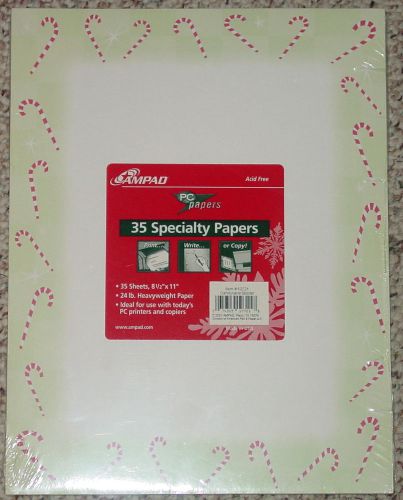 AMPAD PC PAPERS 35 SPECIALTY PAPERS 24 LB PAPER CANDY CANE BORDER NEW SEALED