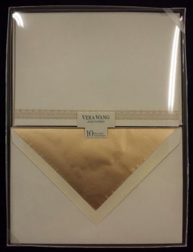 Vera Wang Flat Card Stationery (10) - &#034; Seven Days&#034; - Gold Engraved
