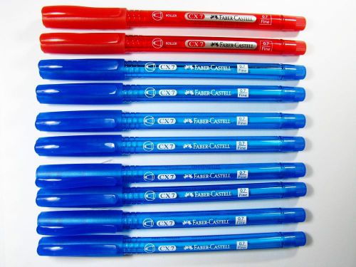 NEW FABER-CASTELL 10 PENS BLUE / RED INK  BARREL CX7  BALL POINT PEN 0.7 FINE