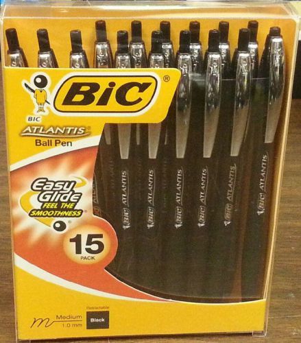 Bic 15 ct atlantis® retractable ball pens medium black for sale