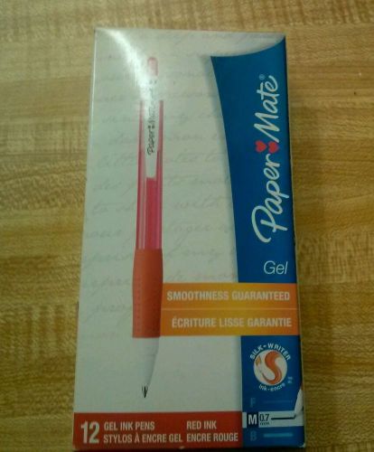 Paper Mate Gel Retractable Medium Point Gel Pens, 12 Red Ink Pens