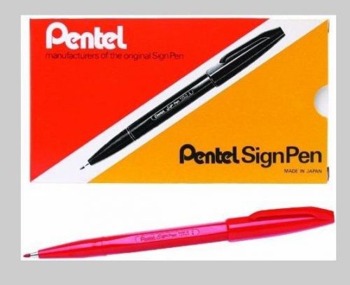 12 piece of pentel sign pen s520 red color box oil permanent marker for sale