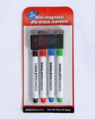 Dooley Dry Erase Markers Mini with Magnetic Eraser Cap 4 Count