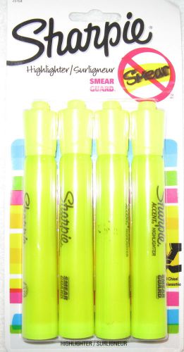 Sharpie Accent Tank-Style Chisel Tip Highlighters, 4 Fluorescent Yellow Highligh