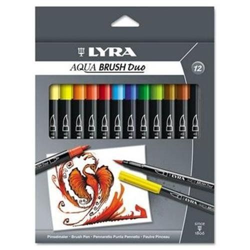 Lyra Dual Tip Marker, Assorted, 12 Per Pack - Broad, Fine Marker Point (6521120)