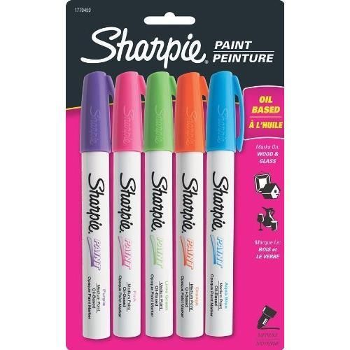 Sharpie Oil-Based Medium Point Paint Markers, 5 Fashion Colored Markers New