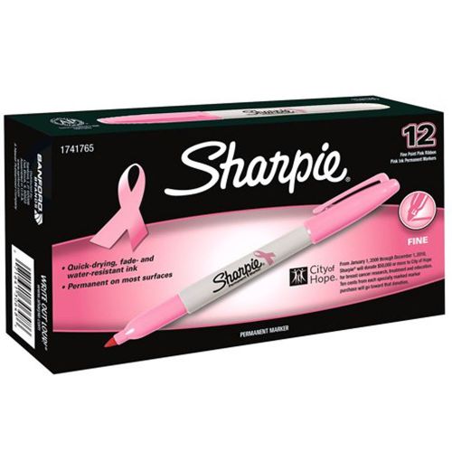 Sharpie Pink Ribbon Permanent Marker Pen Fine Tip 1 Box