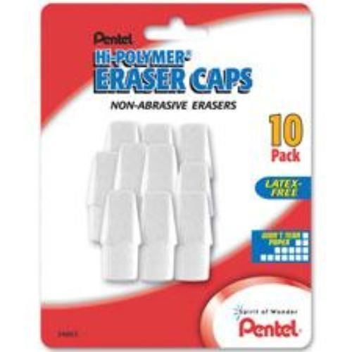 Pentel Hi-Polymer White Cap Erasers 10 Pack Carded