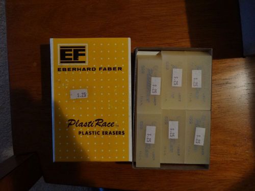 Brand New Vintage Eberhard Faber Plastic Race Pencil Erasers 622 One Dozen 1960s