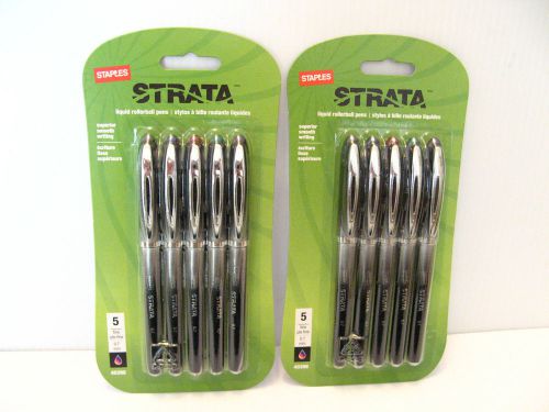Staples Strata Liquid Rollerball Pen Pack of 5 Assorted Color 0.7mm 40396 Lot x2