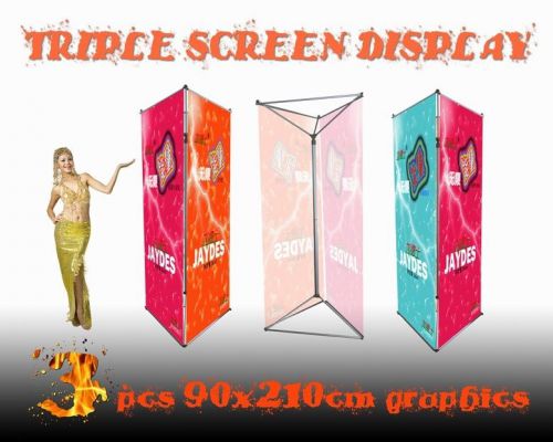 Triple screen display banner stand + free graphic print for sale
