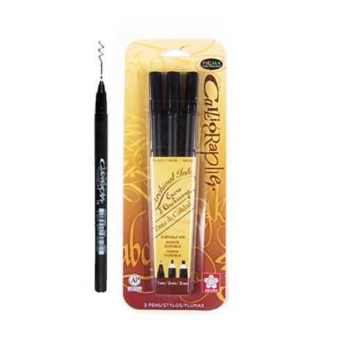 Sakura of America Pigma Calligrapher Pen - Black 3 Pack - 1MM, 2MM, 3MM #50319