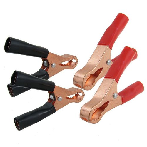 2 Pair Copper Plated Insulated Car Battery Clips Alligator Clamps 50A Red Black