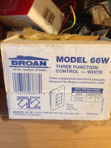 Broan Model 66w Three Function Control White