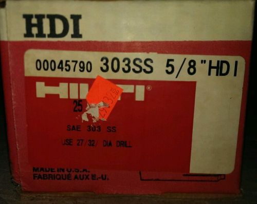 Hilti HDI drop in anchors stainless steel 5/8&#034; box of 25