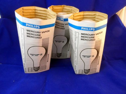 3 qty philips mercury vapor light bulb h38mp-100dx 100w new in box lot for sale