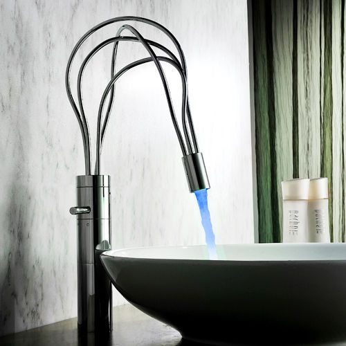 Modern led color lights vessel sink bathroom chrome brass faucet free shipping for sale