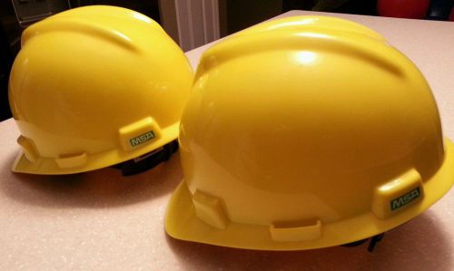 Lot of 2 MSA Safety Works 818068 Hard Hat, Yellow New 1-Touch