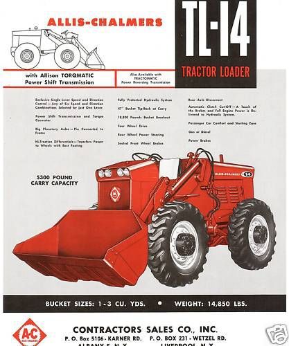 1960 Allis Chalmers TL-14 Tractor Loader Brochure TL14