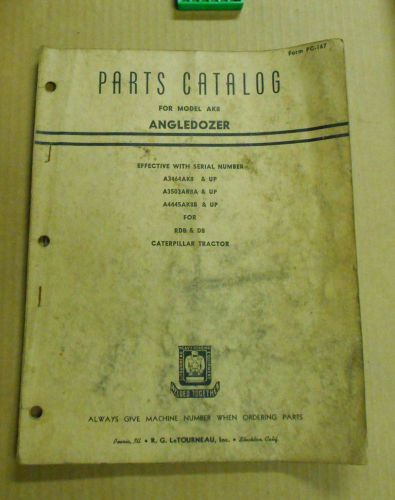 Vintage Parts Catalog Model AK8 Angleddozer LeTourneau For Caterpillar Tractor