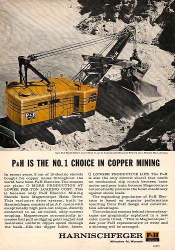 1962 P&amp;H 1800 Electric Shovel ad, Amer. Smelting &amp; Refining Co, Mission Mine,AZ
