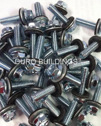 Duro buildings 900 count 1/4&#034;x1&#034; hex flange bin bolt w/bonded sealing washer-nut for sale