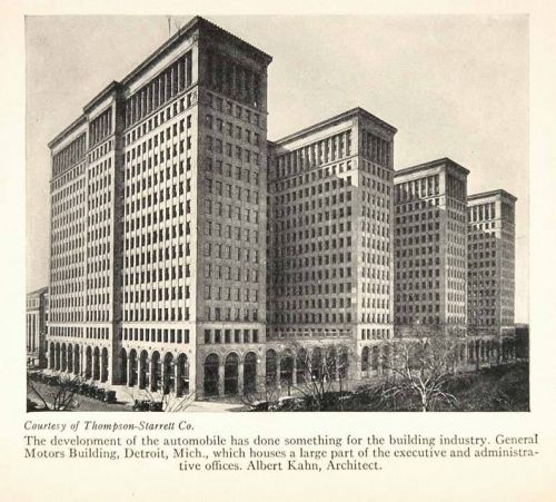 1928 print general motors building detroit albert kahn original historic sky for sale