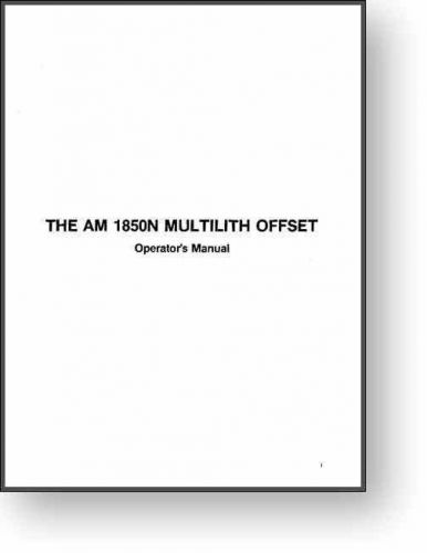 Multi 1850N Operator&#039;s Manual