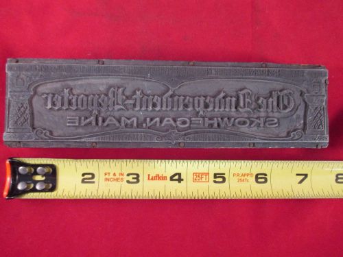 VINTAGE PRINTER&#039;S PLATE METAL ON WOOD LETTERHEAD FROM THE INDEPENDENT REPORTER