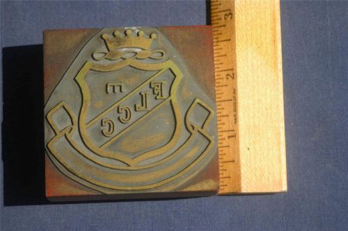 Letterpress Printing Block FLCC Emblem Log Shield with Crown   (002)